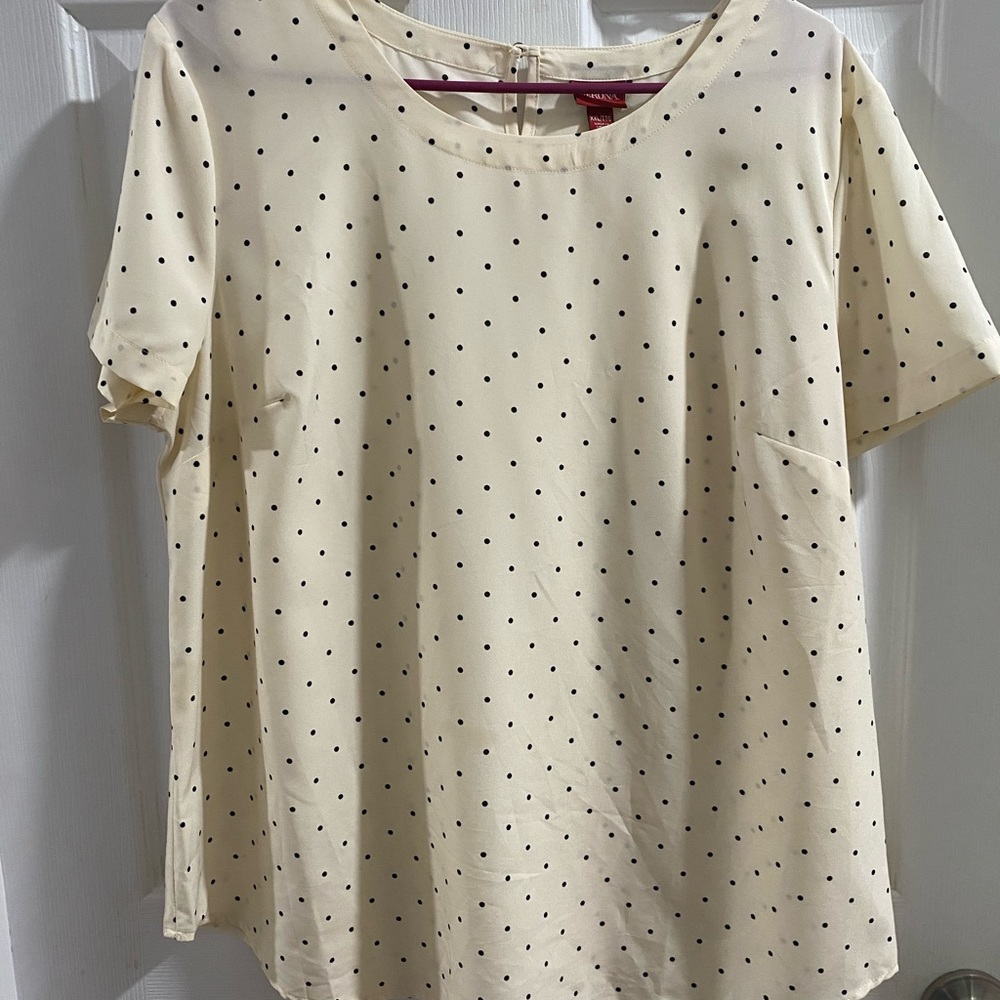 Cream and black polka dot top